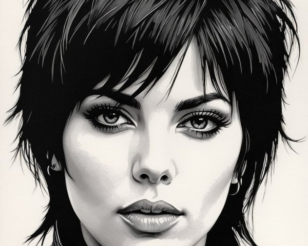 Black and White Illustration of Confident Woman