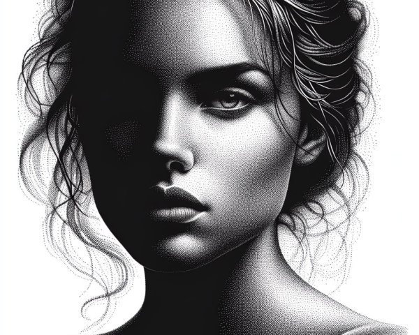 Monochromatic Portrait of a Woman with Light and Shadow