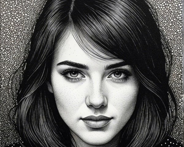 Detailed Portrait of a Young Woman with Dark Hair