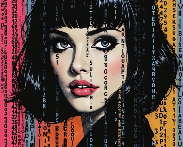 Portrait of a Woman with Bob Haircut and Bold Makeup