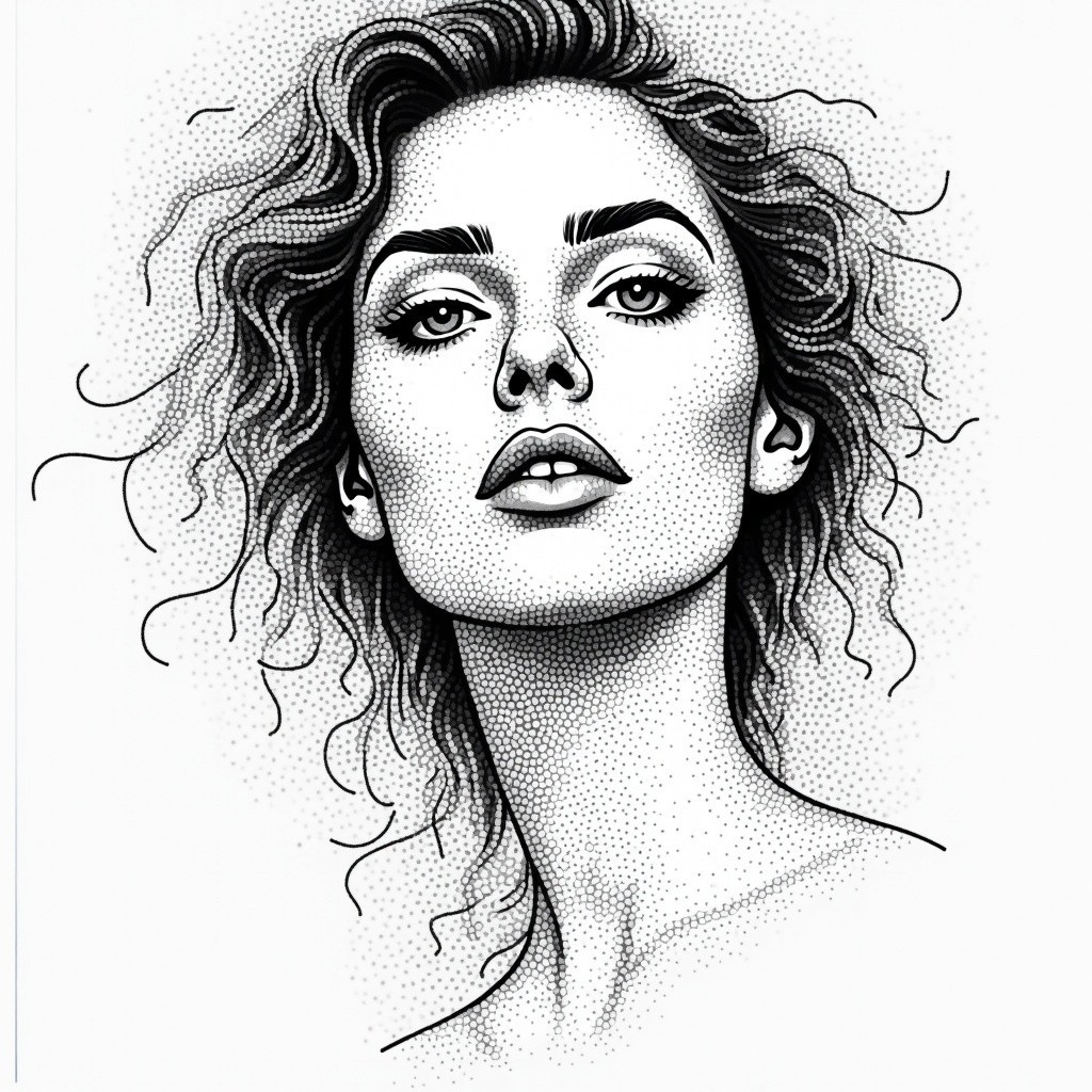 Black and white illustration of a confident woman