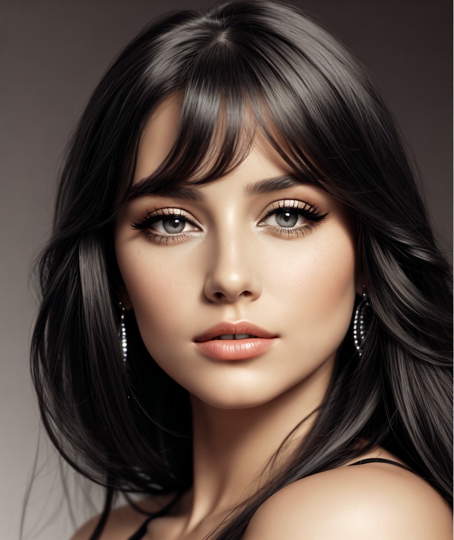 Close-up portrait of a young woman with dark hair