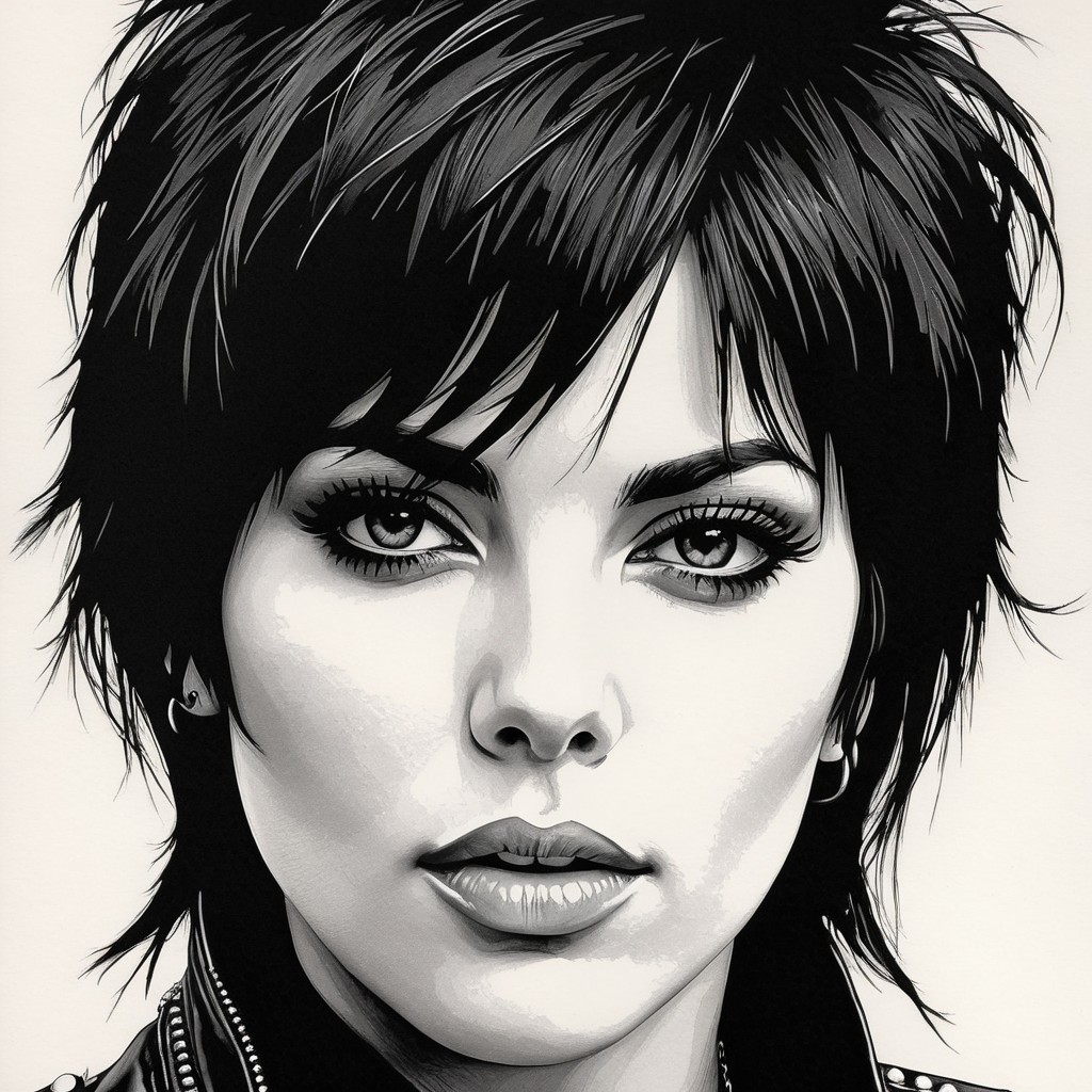 Black and White Illustration of Confident Woman