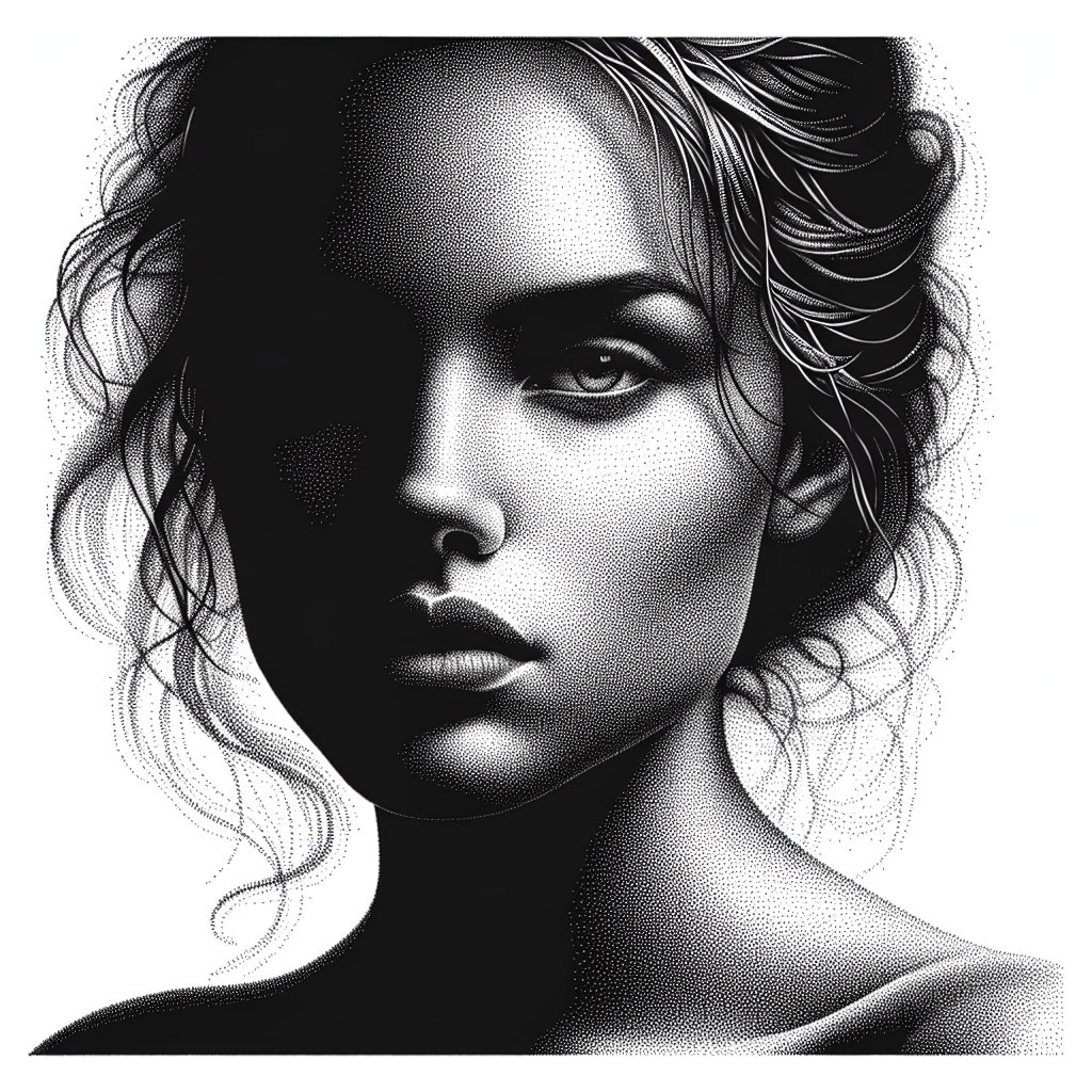 Monochromatic Portrait of a Woman with Light and Shadow