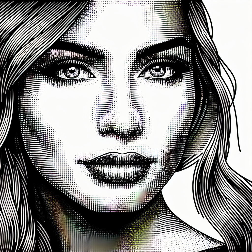 Black-and-white portrait of a woman with expressive eyes