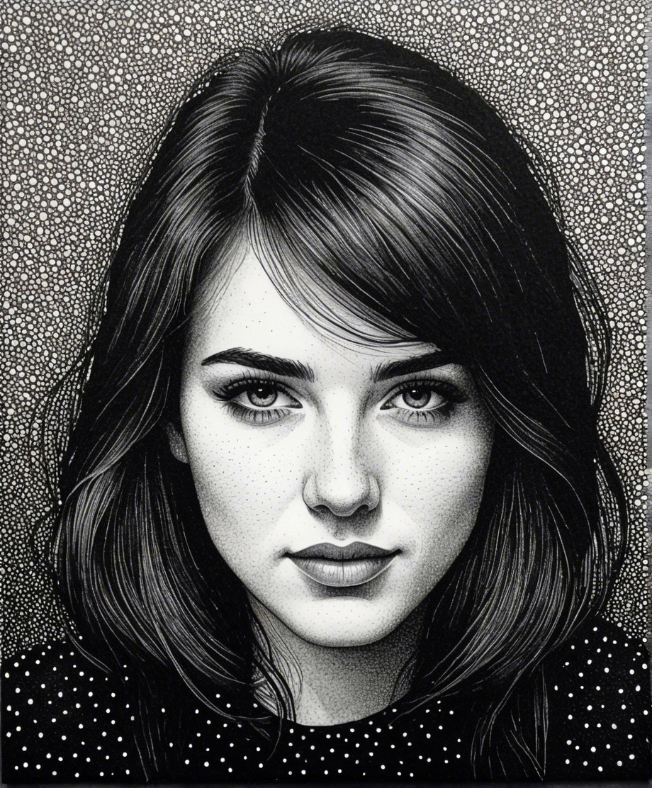 Detailed Portrait of a Young Woman with Dark Hair