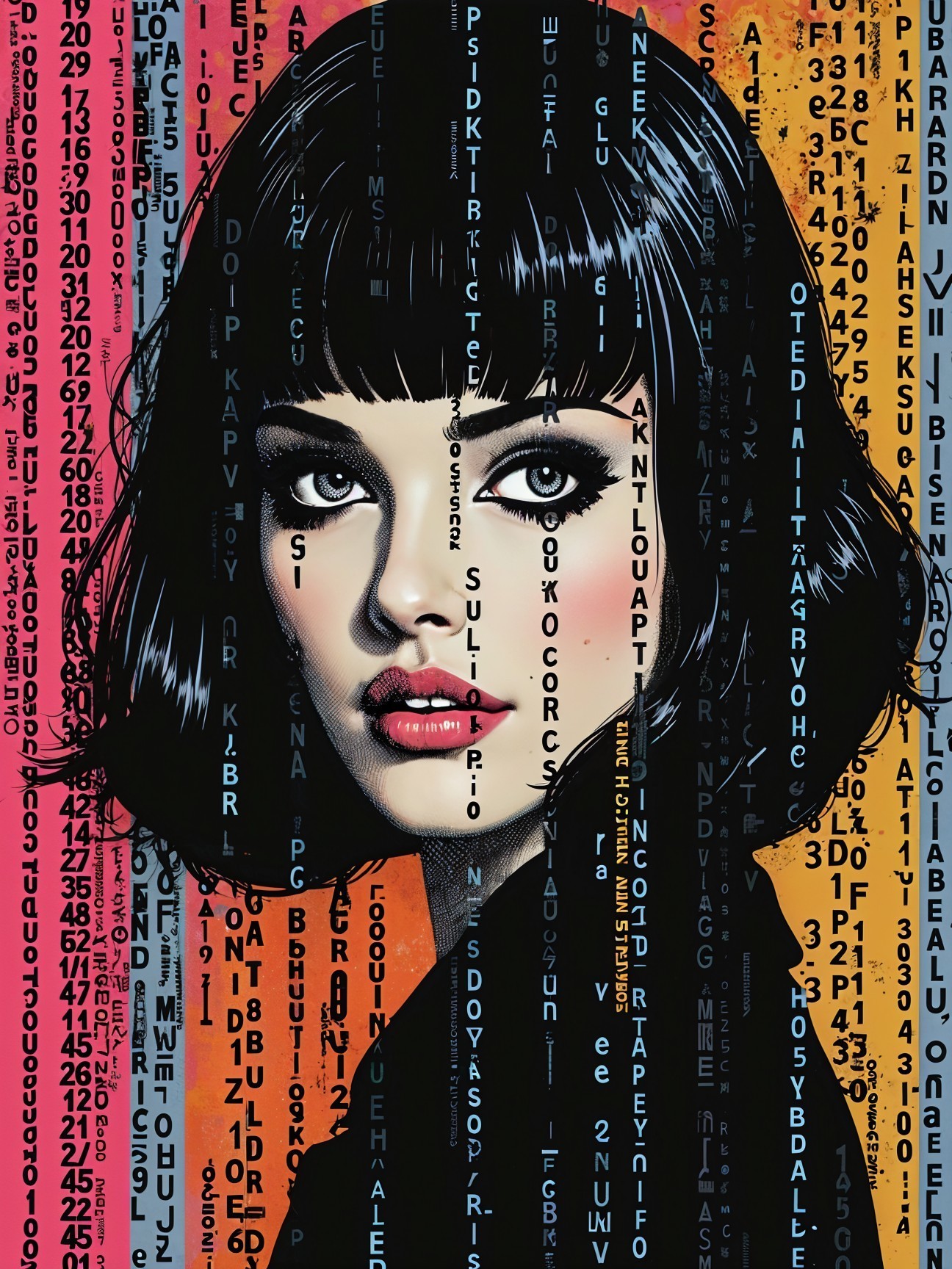 Portrait of a Woman with Bob Haircut and Bold Makeup