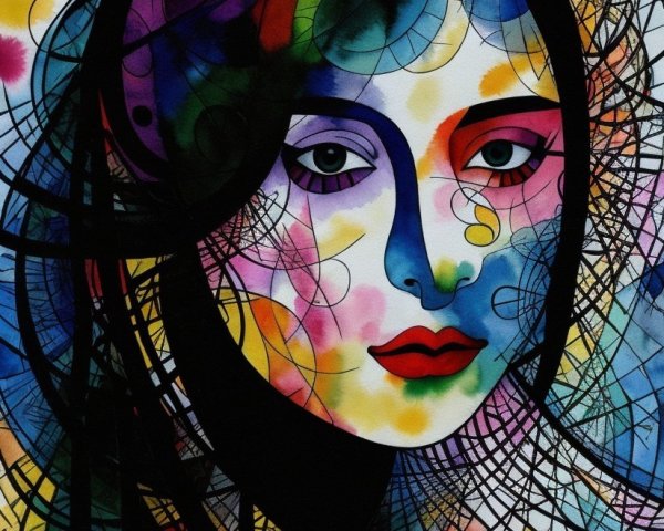 Vibrant Abstract Portrait of a Woman with Colors