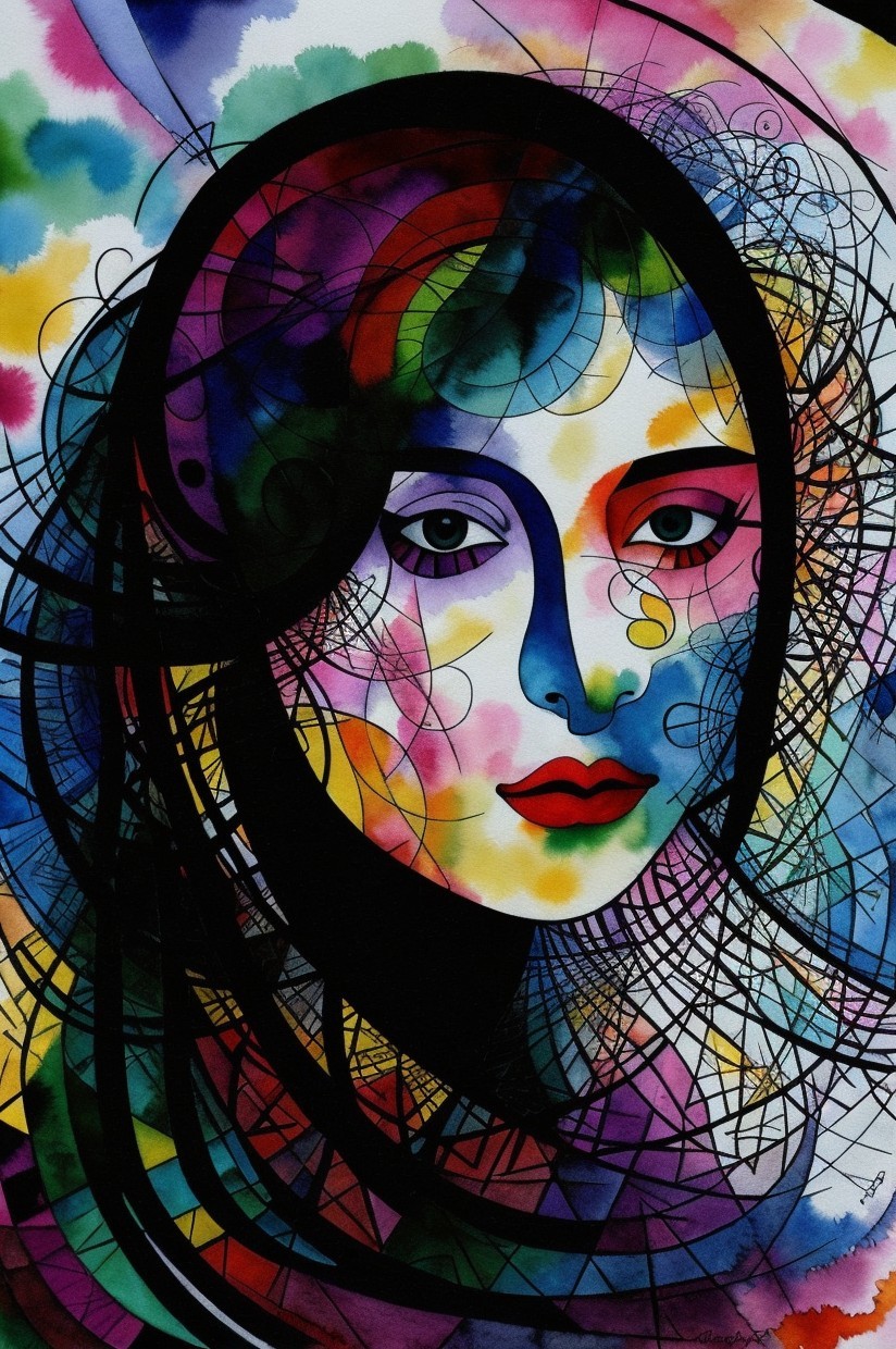 Vibrant Abstract Portrait of a Woman with Colors