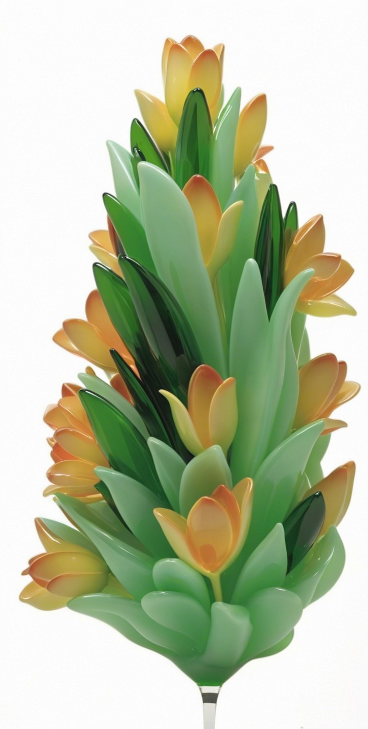 Vivid Flower Sculpture in Yellow and Orange Shades