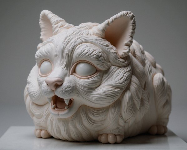 Whimsical Cartoonish Cat Sculpture with Playful Design