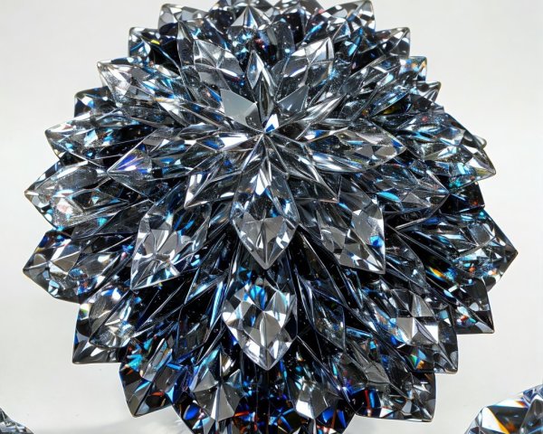 Multifaceted Crystal Sculpture Resembling a Flower
