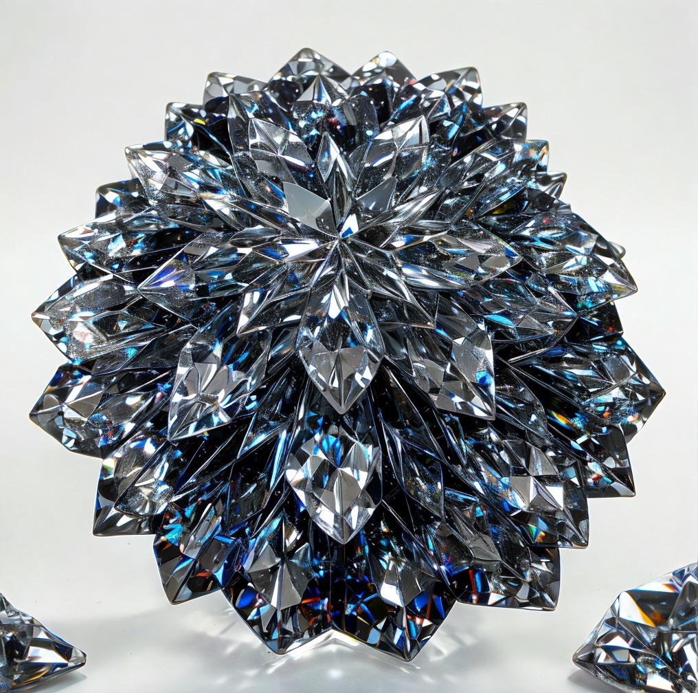 Multifaceted Crystal Sculpture Resembling a Flower