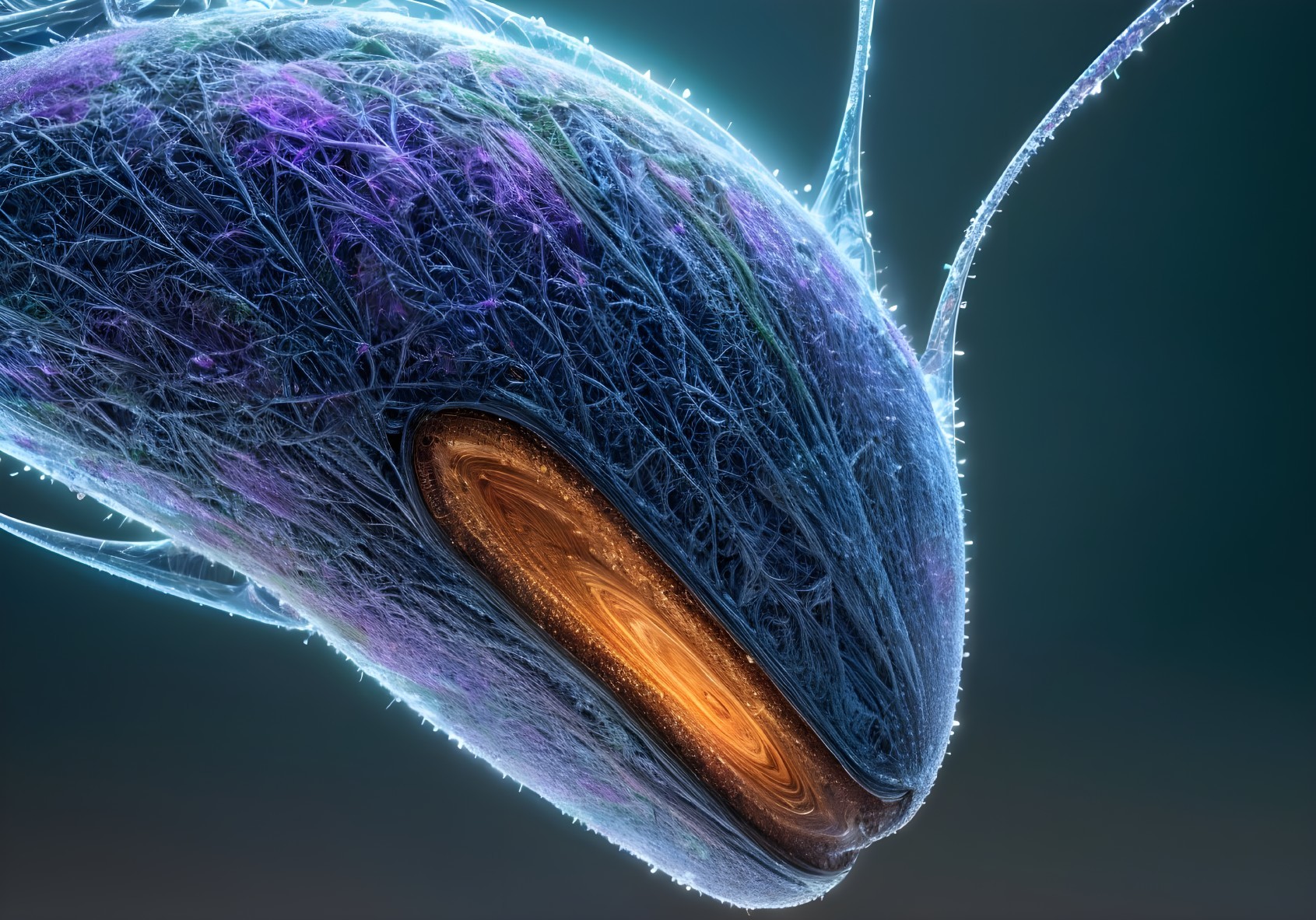 Abstract Deep-Sea Creature with Luminous Features