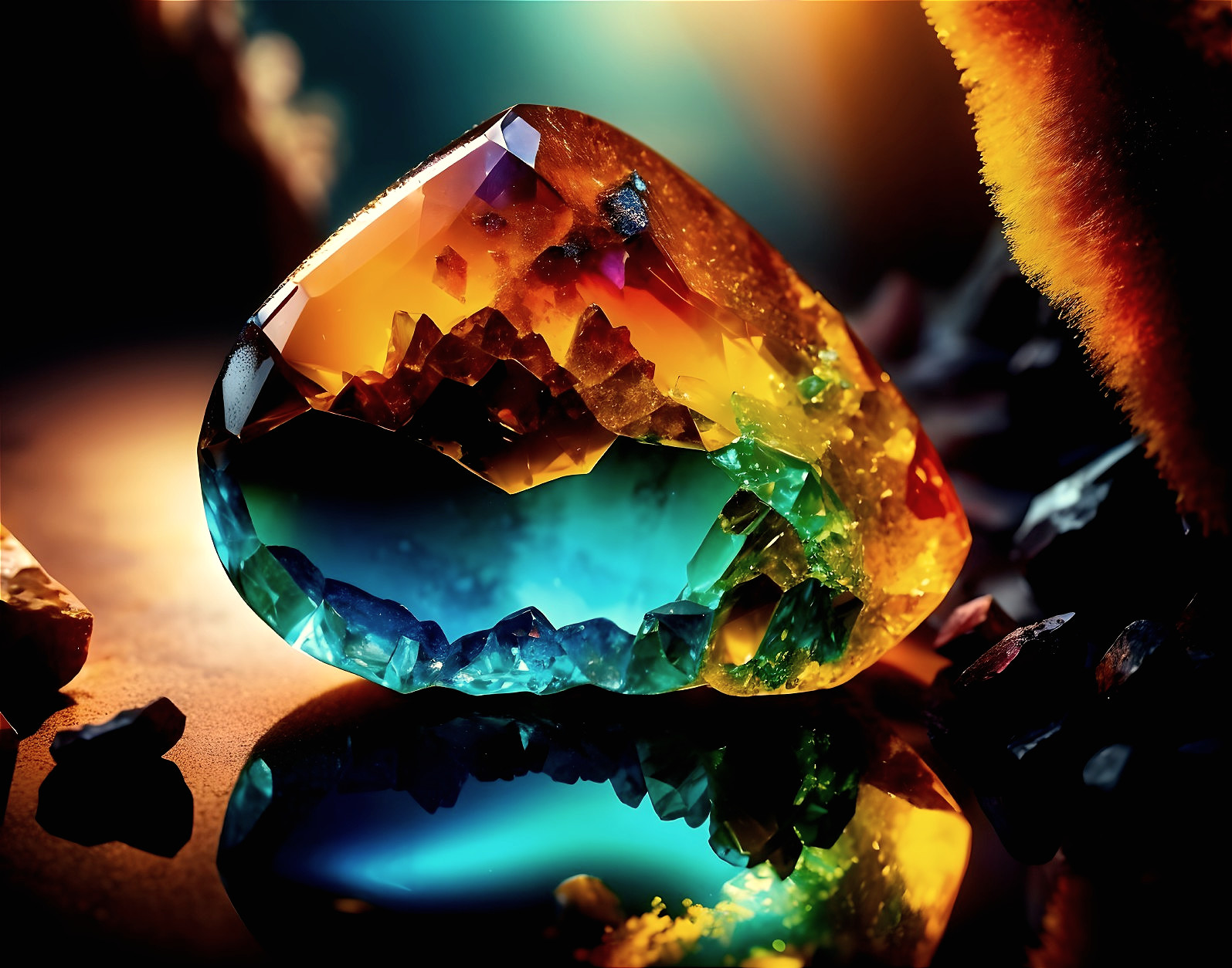 Multifaceted Gemstone with Vibrant Color Gradient