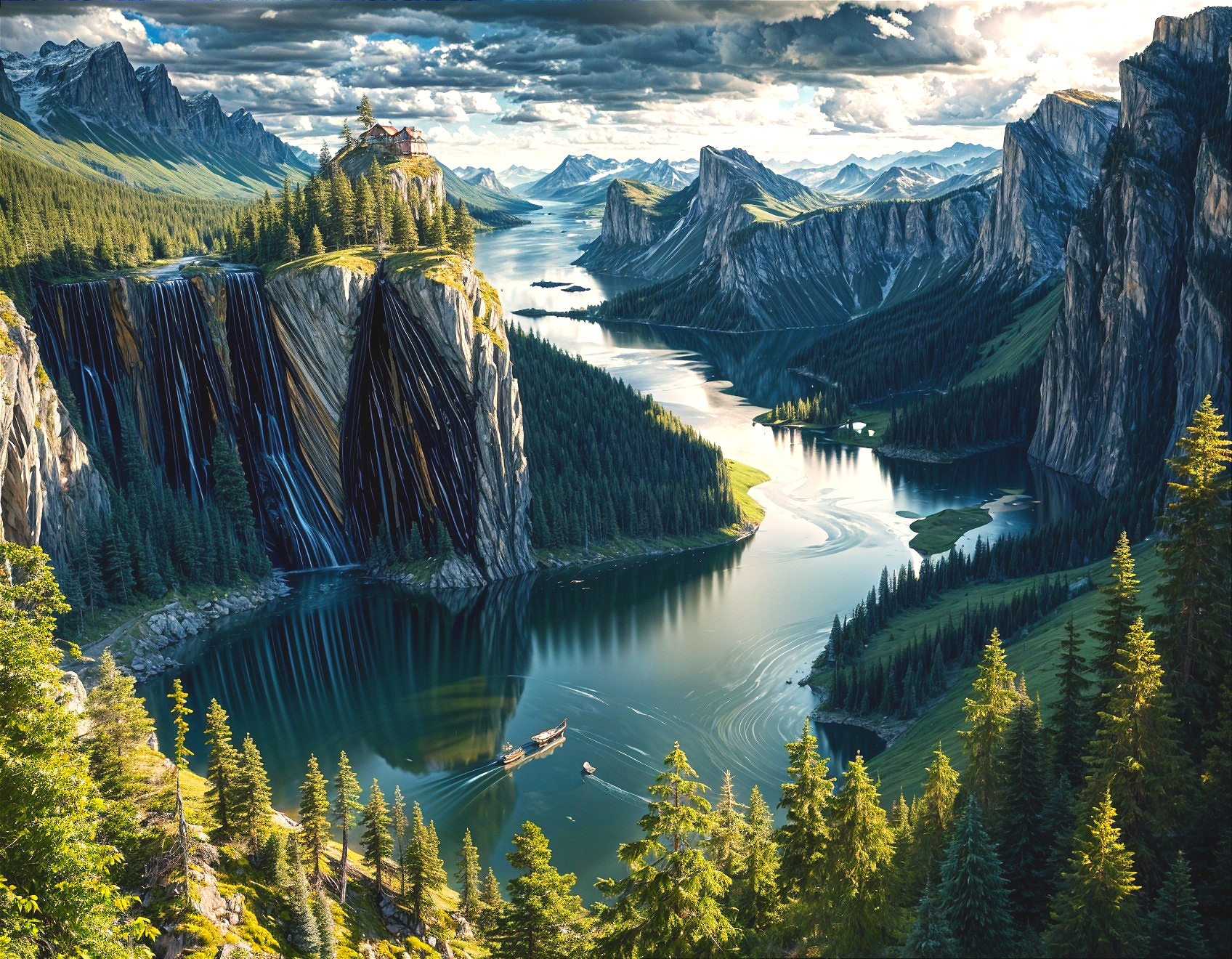 Serene River and Mountains in a Stunning Landscape