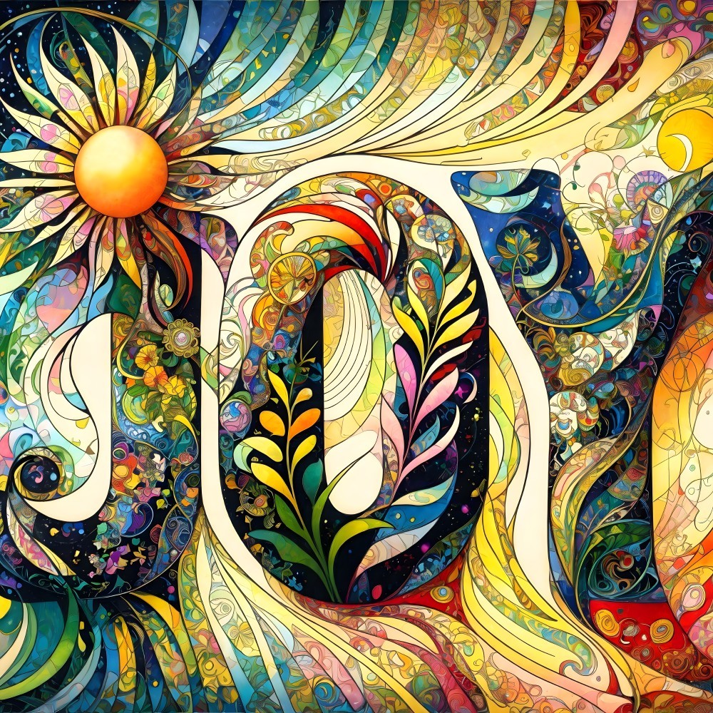 Vibrant Abstract Design Centered on the Word "JOY