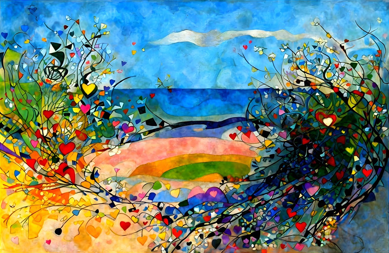 Colorful Abstract Painting with Whimsical Patterns