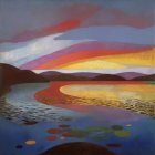 Vibrant Abstract Artwork with Rainbow Stripes and Circles