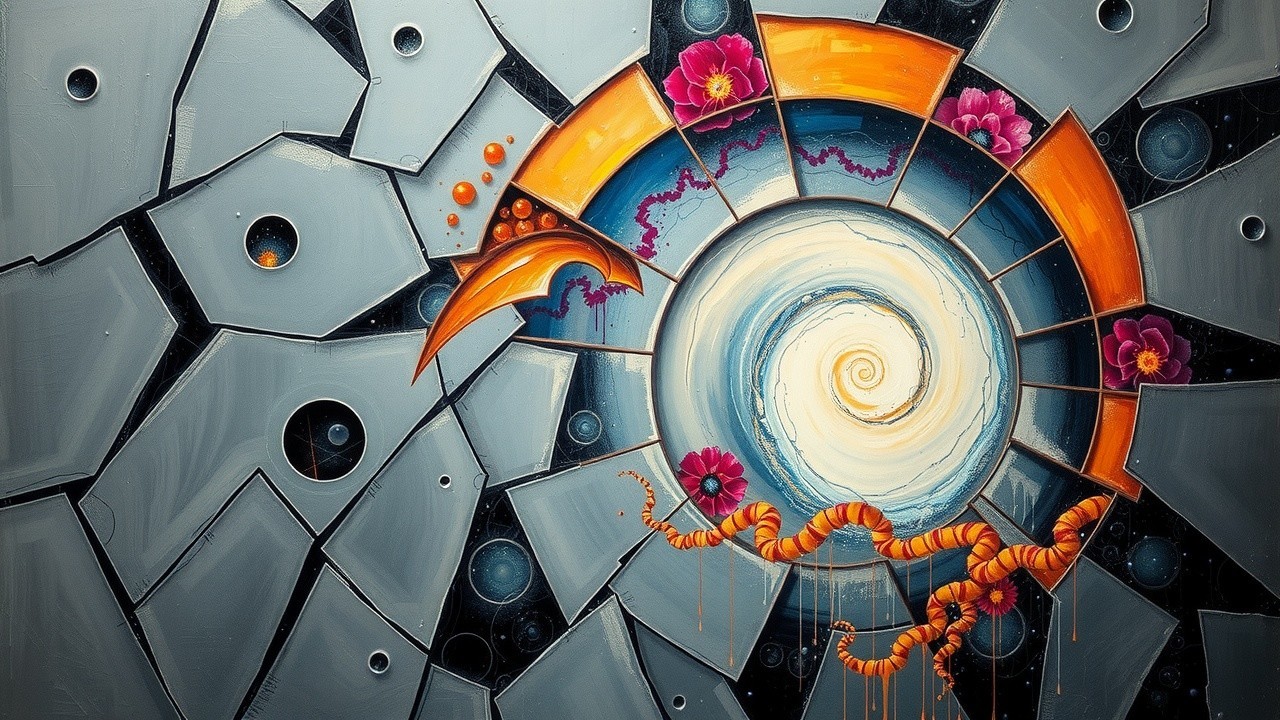 Abstract Swirl with Shards and Organic Elements