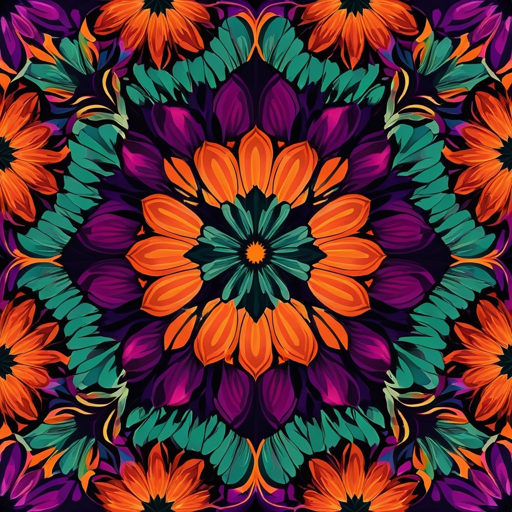 Vibrant Floral Design with Orange Flowers and Green Leaves