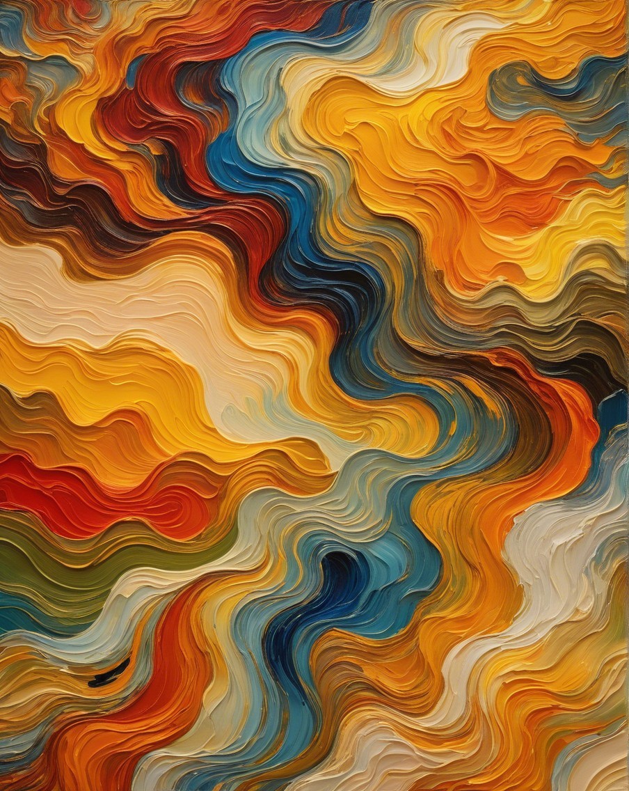 Abstract Swirl of Vibrant Colors and Fluid Lines