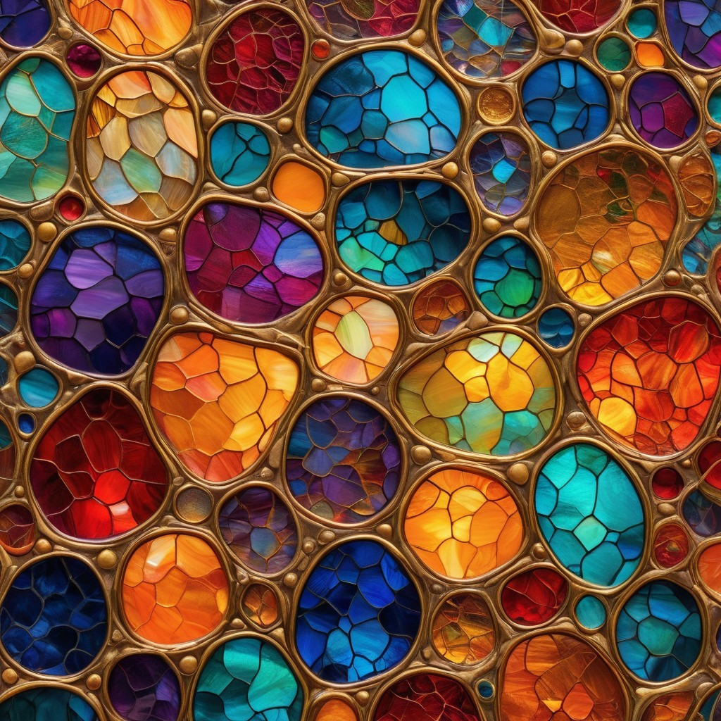 Vibrant Mosaic of Jewel-Toned Glass Pieces
