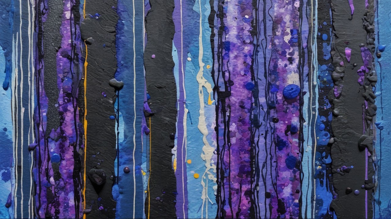 Vibrant Artwork with Vertical Stripes and Textured Surface