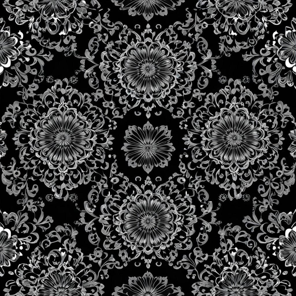 Intricate Floral Patterns on Black Background