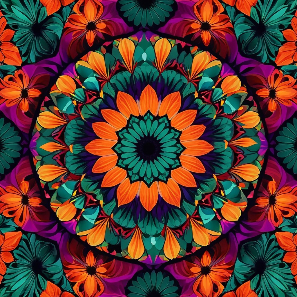 Vibrant Mandala with Floral Patterns in Rich Colors