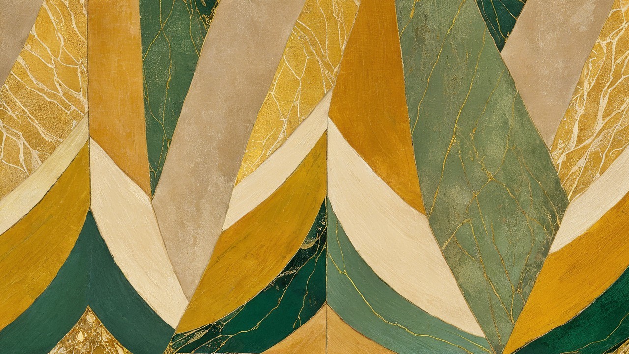 Abstract Geometric Design in Earthy Tones and Gold