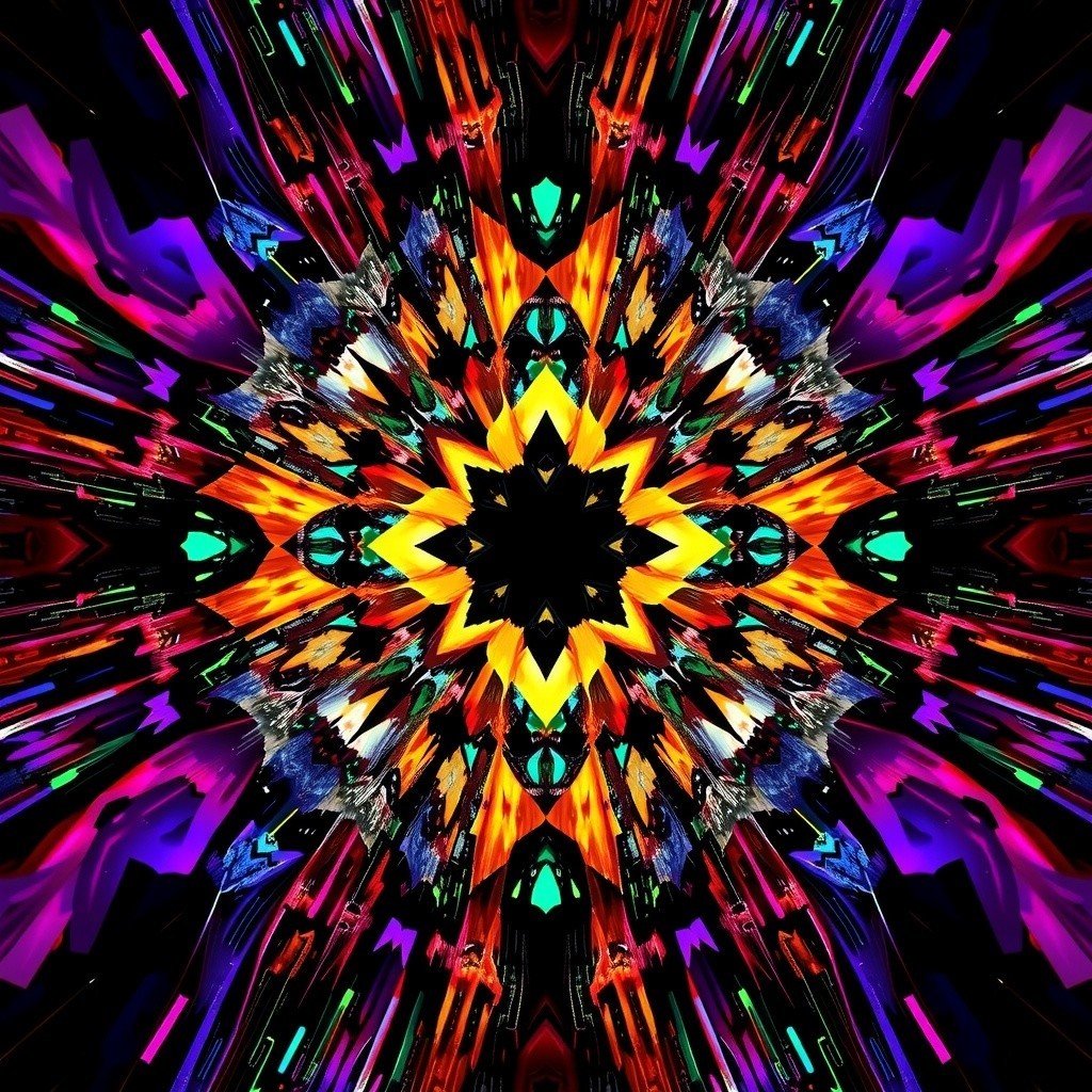 Vibrant Kaleidoscopic Geometric Pattern Design