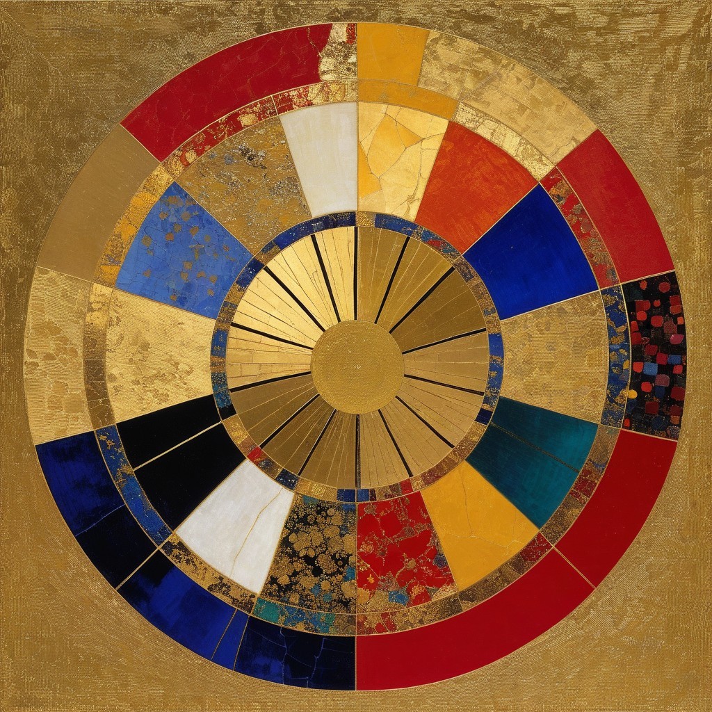 Circular Geometric Design with Vibrant Textured Segments