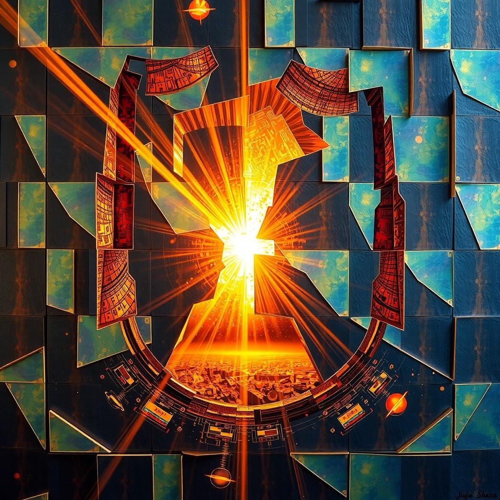 Abstract Circular Design with Vibrant Light Rays