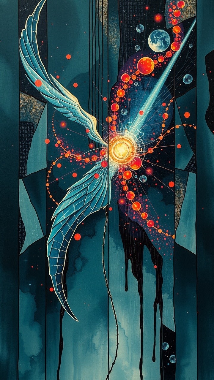 Abstract Cosmic Scene with Vibrant Colors and Textures