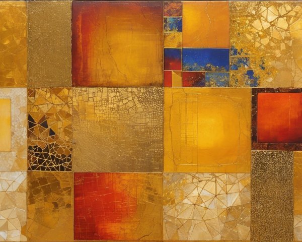 Abstract Composition of Gold and Warm-Toned Shapes