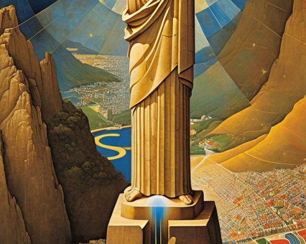 Statue of Christ the Redeemer Overlooking Scenic Landscape