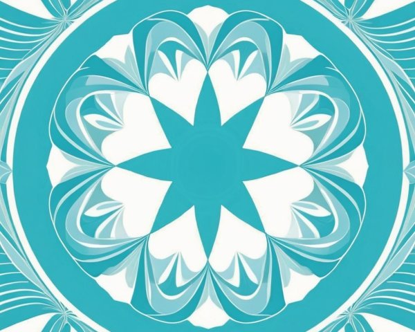 Symmetrical turquoise and white mandala design