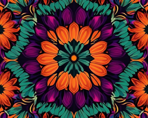 Vibrant Floral Design with Orange Flowers and Green Leaves