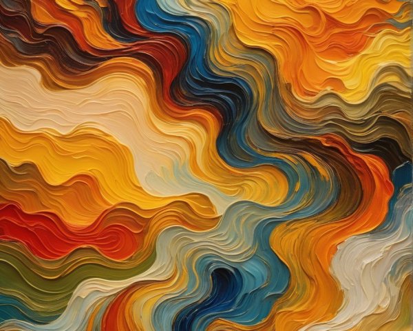 Abstract Swirl of Vibrant Colors and Fluid Lines
