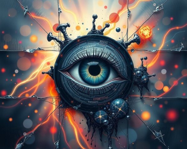 Abstract Eye Surrounded by Colorful Dynamic Elements