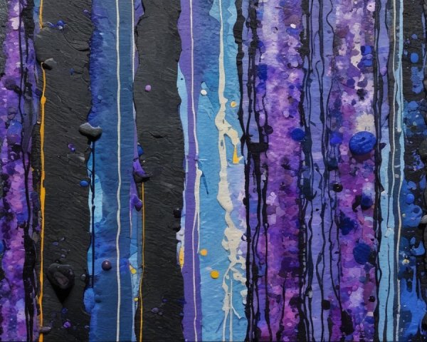 Vibrant Artwork with Vertical Stripes and Textured Surface