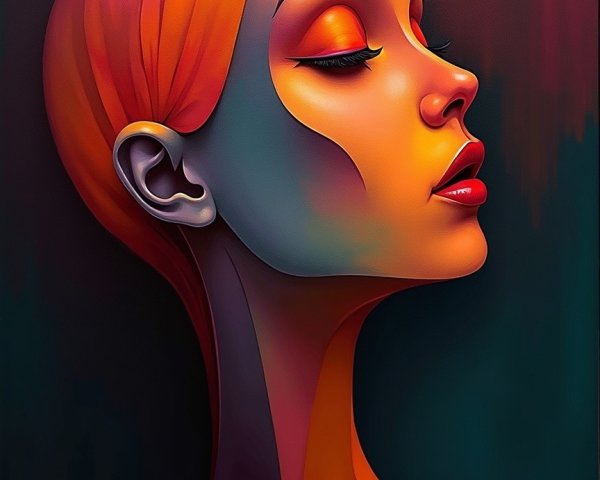 Stylized Portrait of a Woman in Vibrant Colors