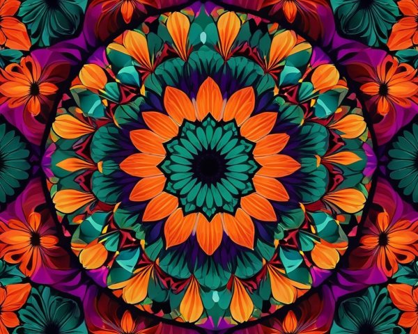Vibrant Mandala with Floral Patterns in Rich Colors