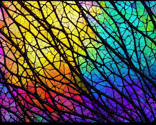 Vibrant Stained Glass Pattern with Colorful Transition