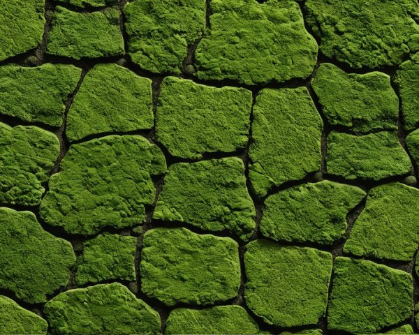 Textured Rock Pattern with Vibrant Green Moss