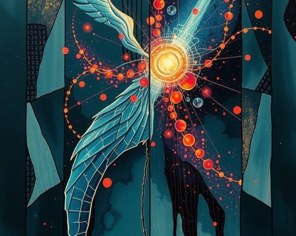Abstract Cosmic Scene with Vibrant Colors and Textures