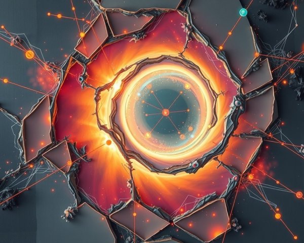Surreal Circular Vortex with Shattered Surfaces