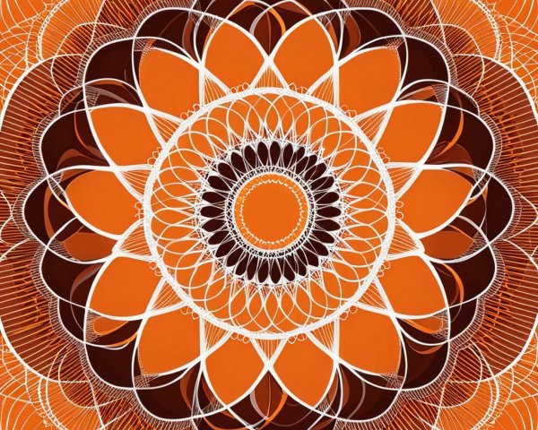 Intricate Mandala Design with Vibrant Orange and White