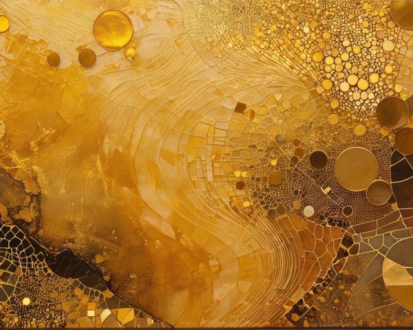 Abstract Composition of Golden Tones and Shapes